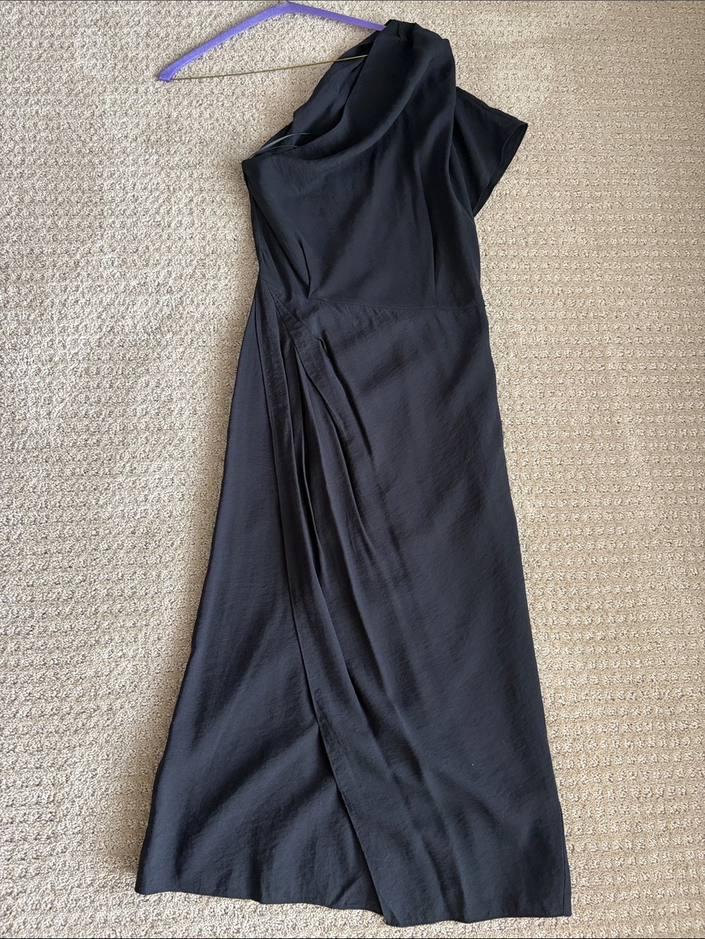 Vince Black One-Shoulder Draped Dress